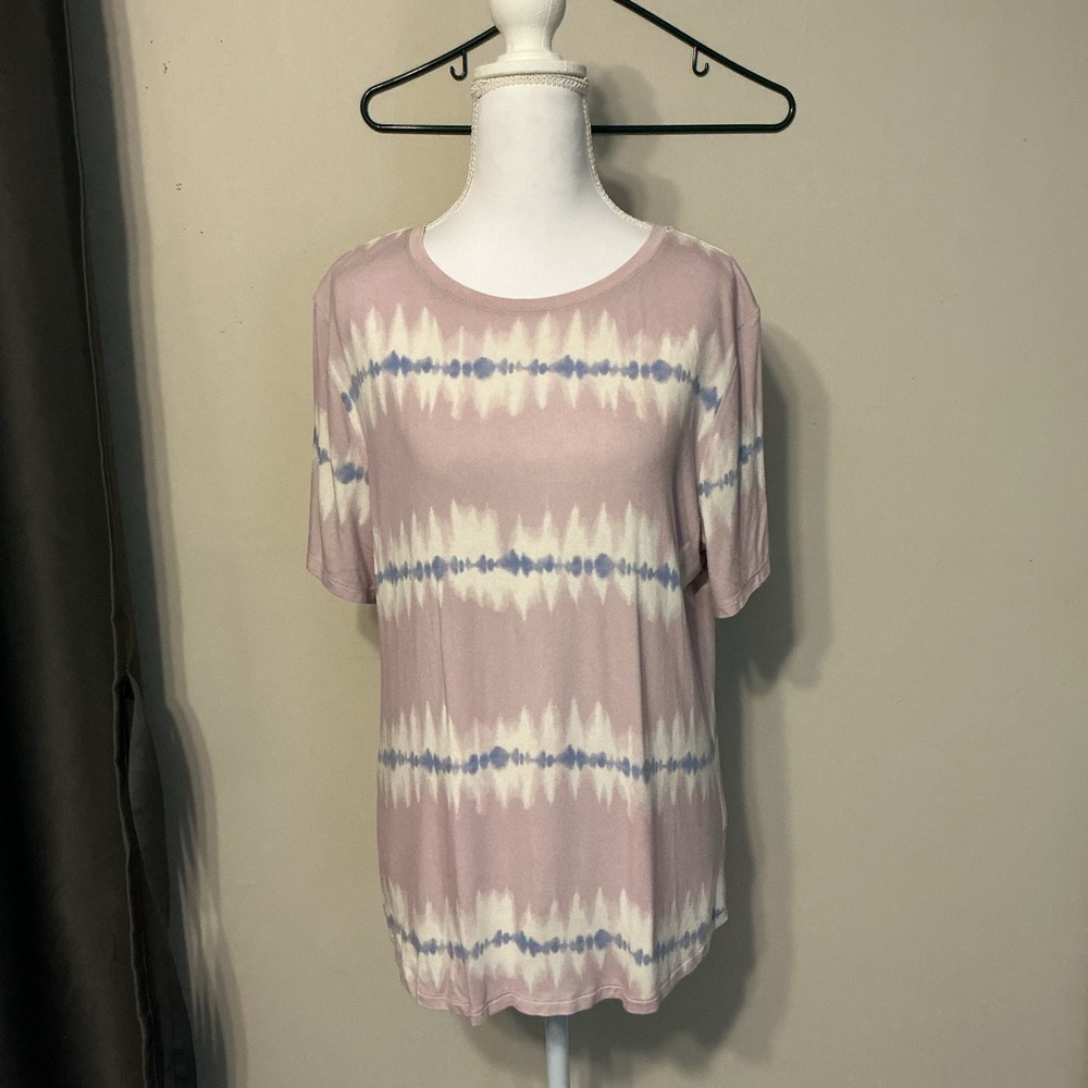 Old Navy Pink and White Tie-Dye Short Sleeve Tee
